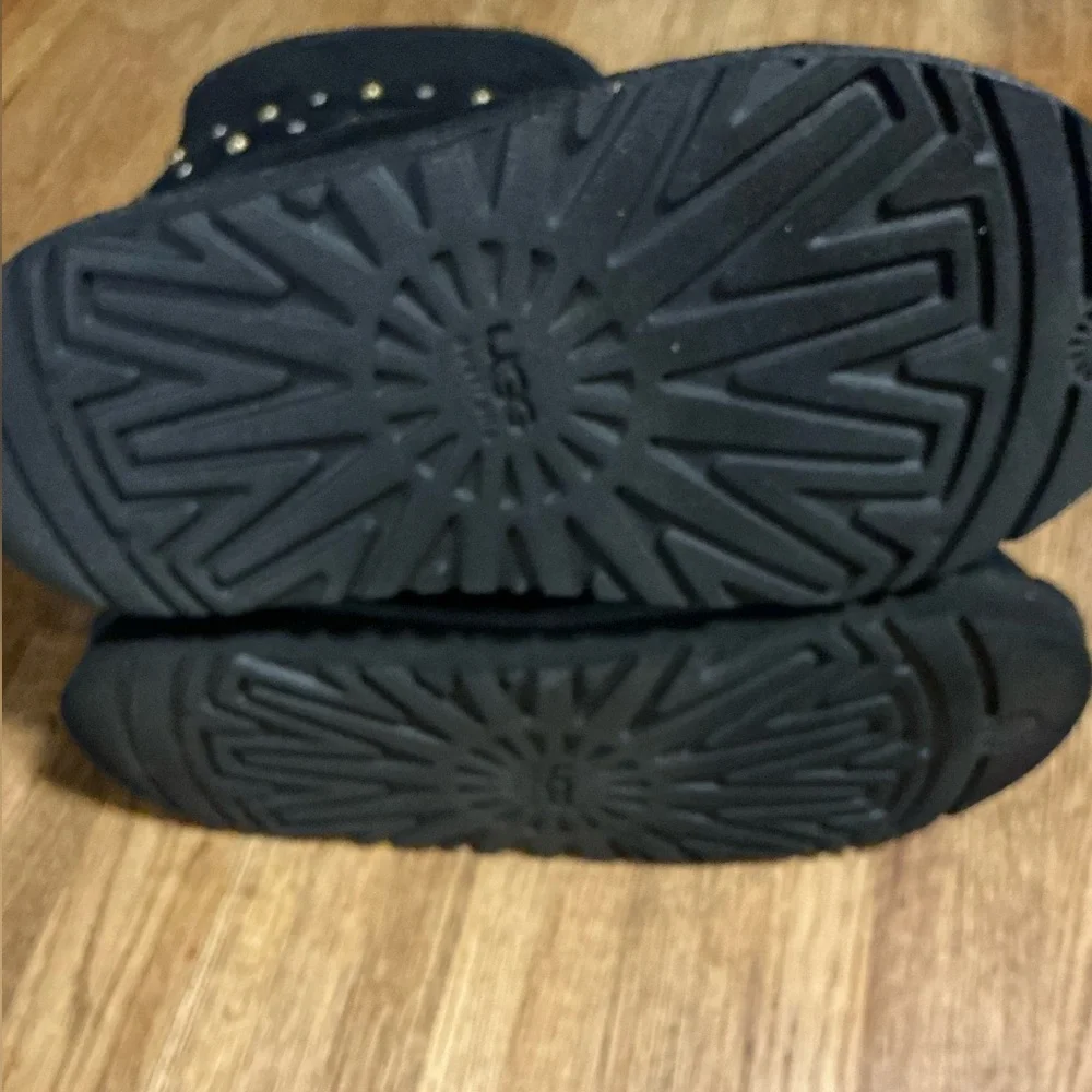 UGG Black Studded Suede Shearling Boots - Picture 5 of 8